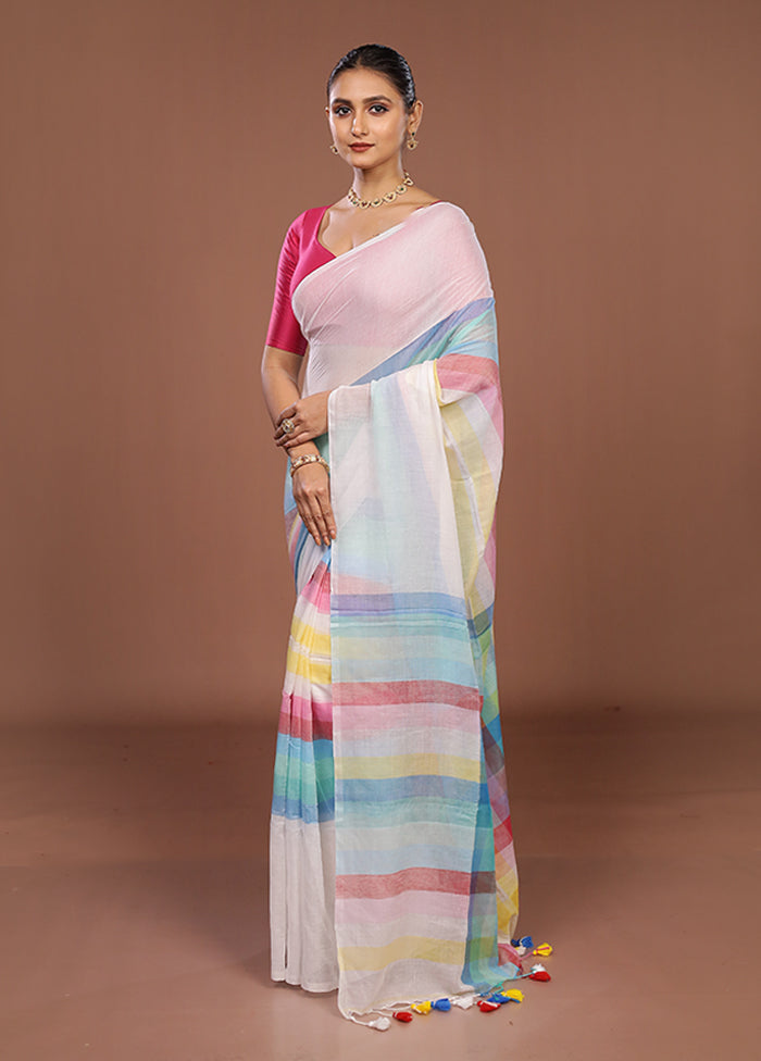 Multicolor Cotton Saree With Blouse Piece