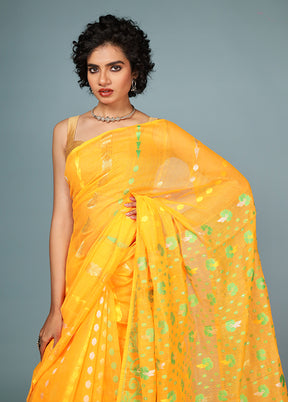 Orange Tant Jamdani Saree Without Blouse Piece