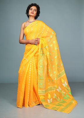 Orange Tant Jamdani Saree Without Blouse Piece