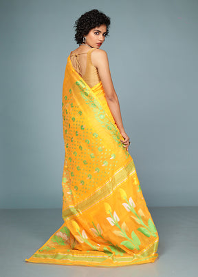 Orange Tant Jamdani Saree Without Blouse Piece