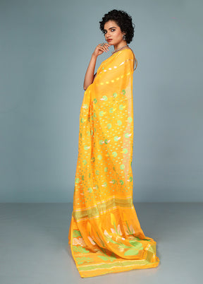 Orange Tant Jamdani Saree Without Blouse Piece