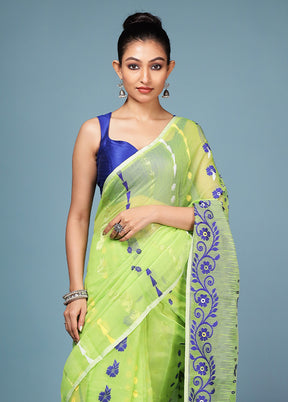 Green Tant Cotton Saree Without Blouse Piece