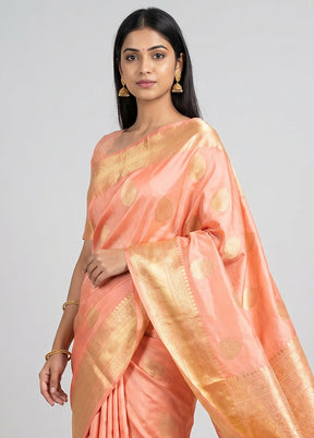 Pink Handloom Katan Pure Silk Saree With Blouse Piece