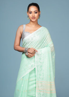 Green Matka Silk Saree With Blouse Piece