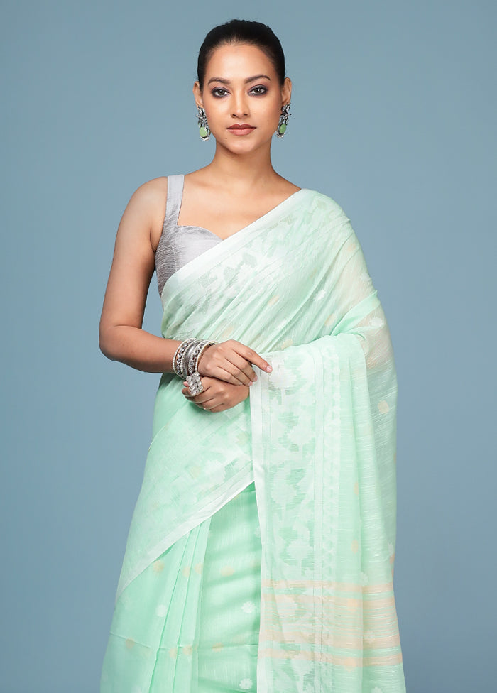 Green Matka Silk Saree With Blouse Piece