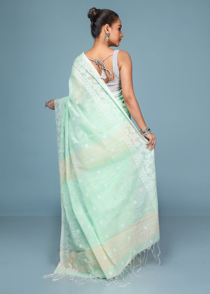 Green Matka Silk Saree With Blouse Piece