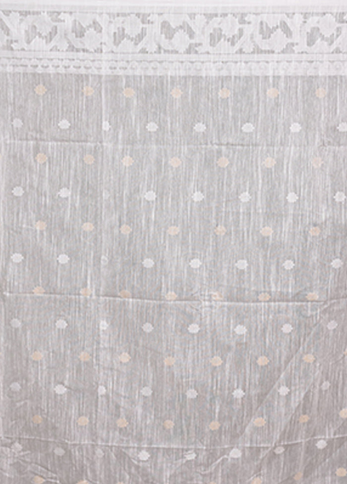 White Matka Silk Saree With Blouse Piece