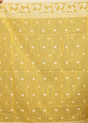 Yellow Matka Silk Saree With Blouse Piece