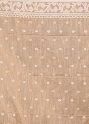 Cream Matka Silk Saree With Blouse Piece