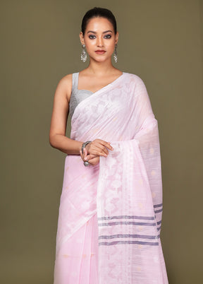 Pink Matka Silk Saree With Blouse Piece