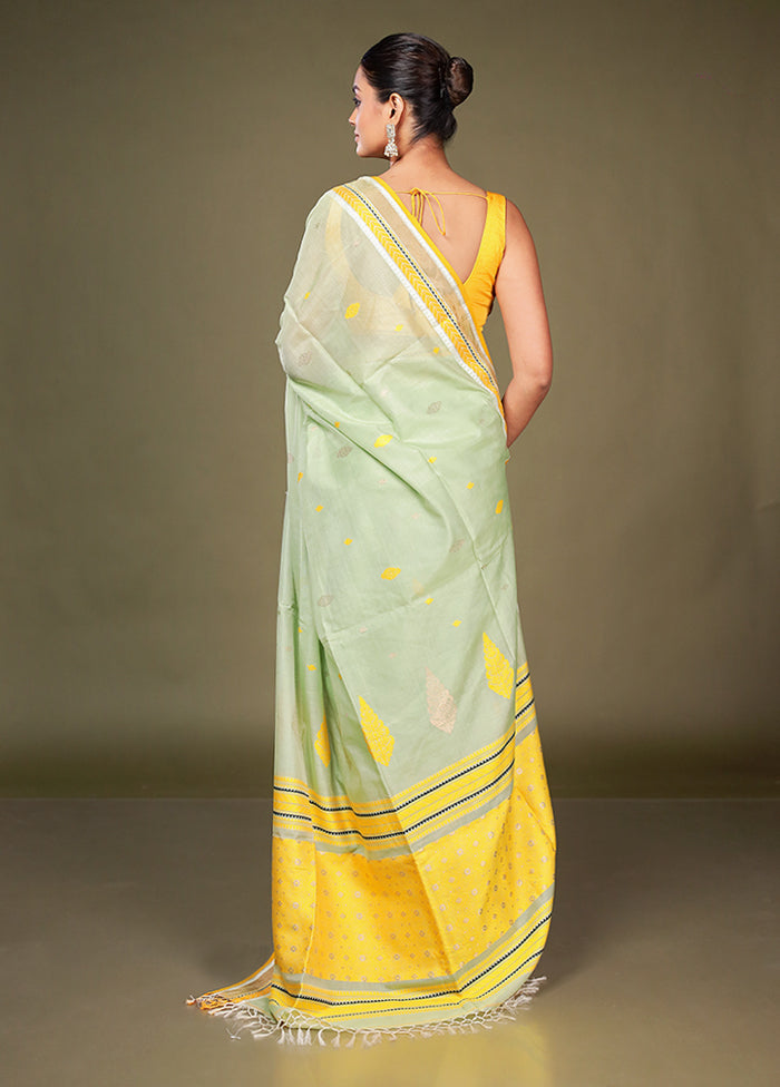 Green Tussar Silk Saree With Blouse Piece