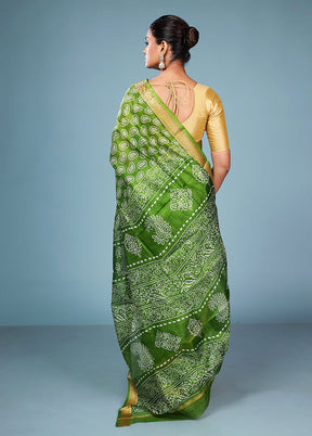 Green Printed Pure Silk Saree Without Blouse Piece