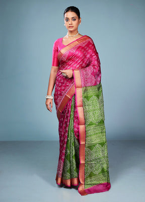 Purple Printed Pure Silk Saree Without Blouse Piece