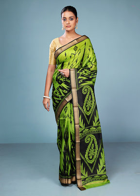 Black Printed Pure Silk Saree Without Blouse Piece
