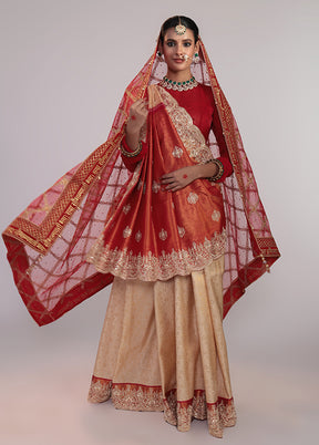 Cream Handloom Kanchipuram Pure Silk Saree With Blouse Piece