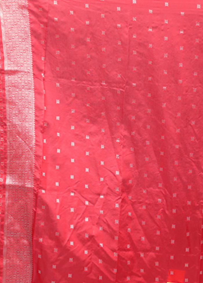 Red Dupion Silk Saree With Blouse Piece