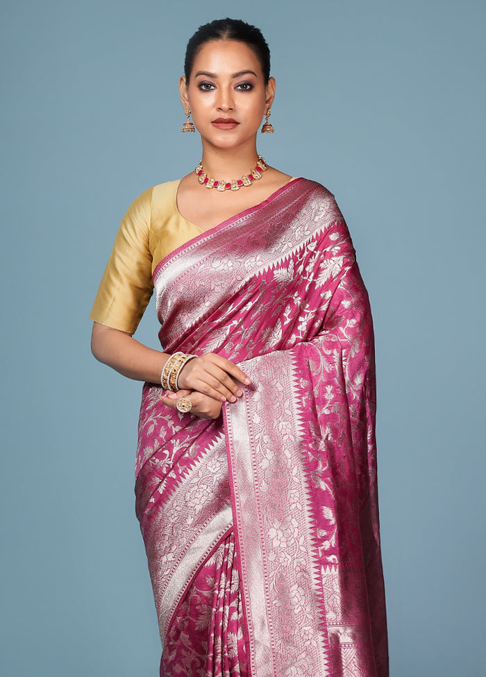 Pink Dupion Silk Saree With Blouse Piece