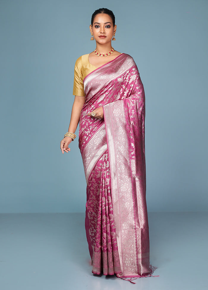 Pink Dupion Silk Saree With Blouse Piece