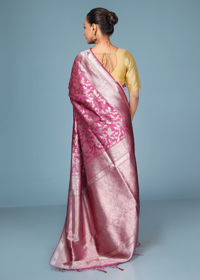 Pink Dupion Silk Saree With Blouse Piece