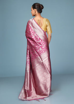 Pink Dupion Silk Saree With Blouse Piece