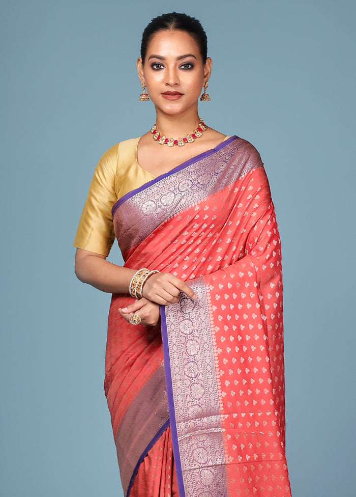 Pink Dupion Silk Saree With Blouse Piece
