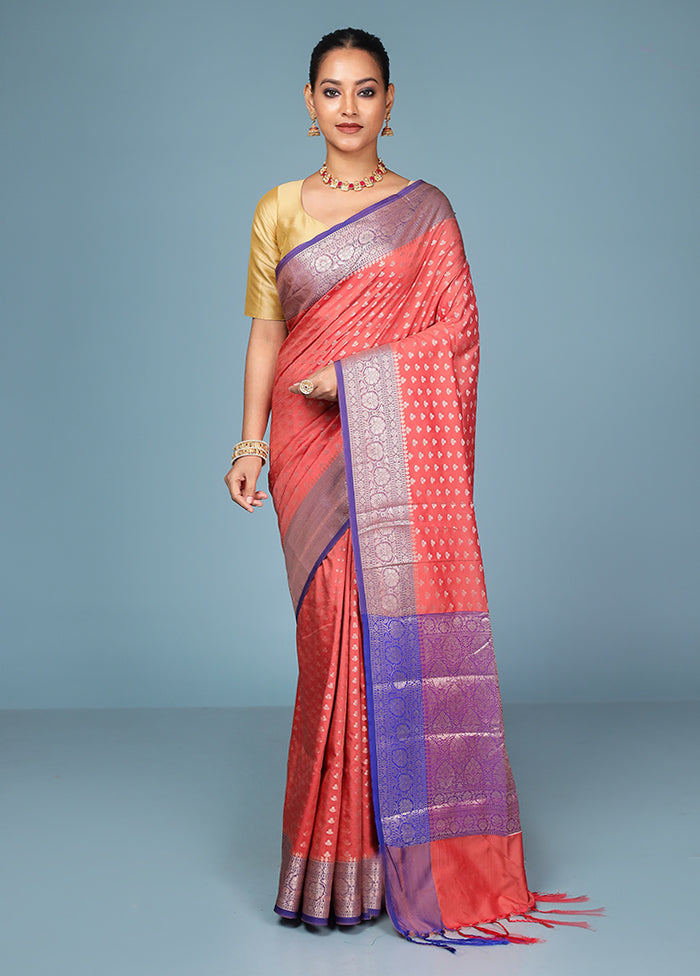 Pink Dupion Silk Saree With Blouse Piece