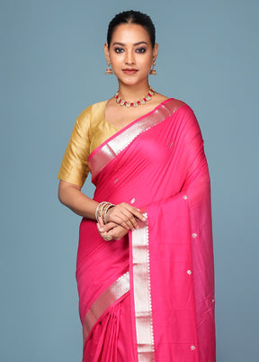 Pink Cotton Saree With Blouse Piece