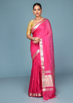 Pink Cotton Saree With Blouse Piece