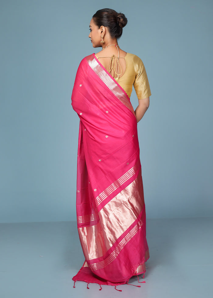 Pink Cotton Saree With Blouse Piece