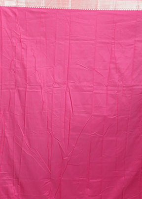 Pink Cotton Saree With Blouse Piece