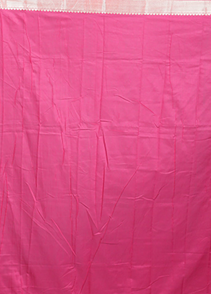 Pink Cotton Saree With Blouse Piece