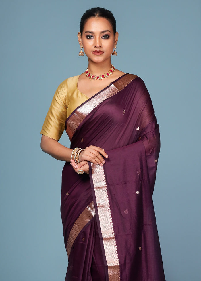 Purple Cotton Saree With Blouse Piece