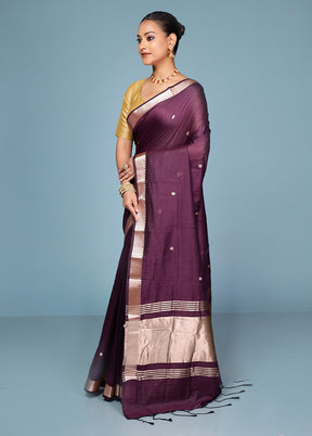Purple Cotton Saree With Blouse Piece