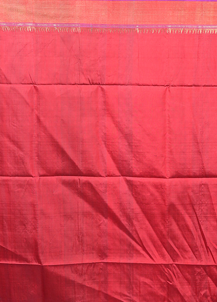 Pink Handloom Kanjivaram Pure Silk Saree With Blouse Piece