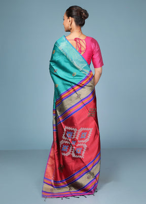 Green Handloom Kanjivaram Pure Silk Saree With Blouse Piece