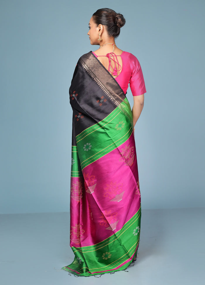 Green Handloom Kanjivaram Pure Silk Saree With Blouse Piece