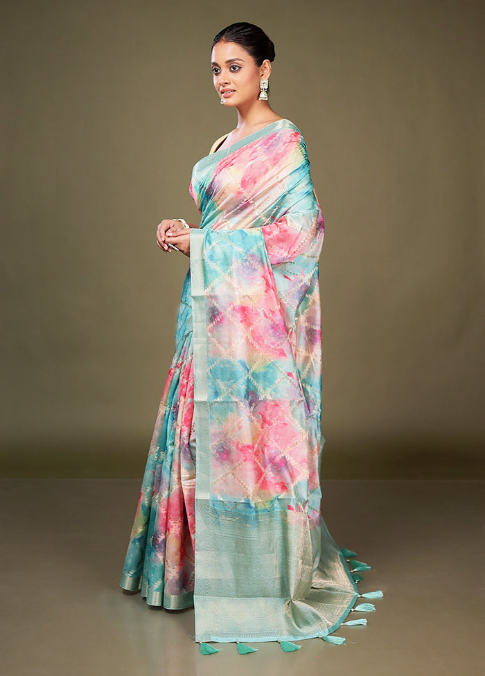Multicolor Dupion Silk Saree With Blouse Piece