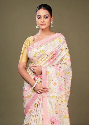 Multicolor Dupion Silk Saree With Blouse Piece