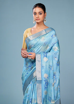Multicolor Dupion Silk Saree With Blouse Piece