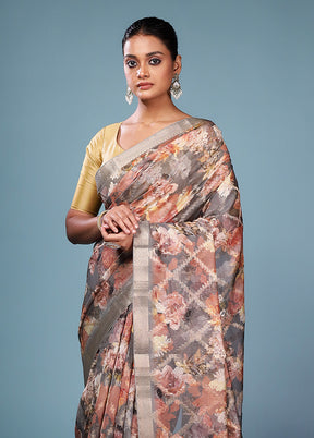 Multicolor Dupion Silk Saree With Blouse Piece