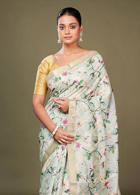 Multicolor Dupion Silk Saree With Blouse Piece