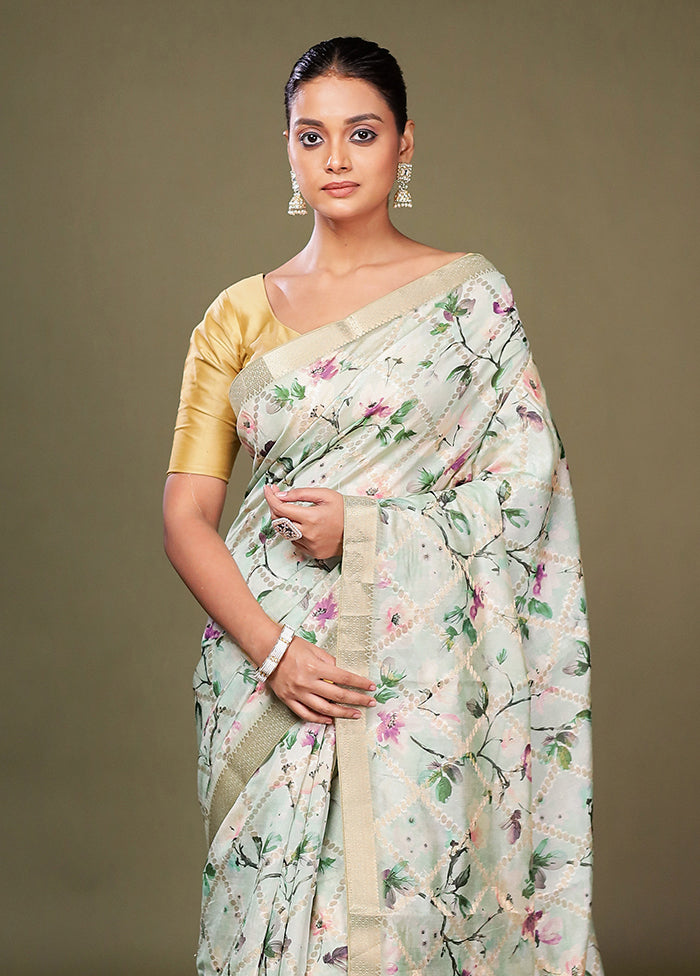 Multicolor Dupion Silk Saree With Blouse Piece