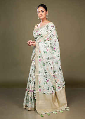 Multicolor Dupion Silk Saree With Blouse Piece