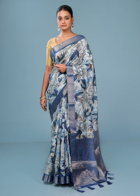 Multicolor Dupion Silk Saree With Blouse Piece