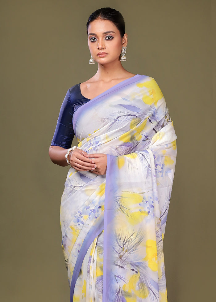 Multicolor Chiffon Silk Saree With Blouse Piece