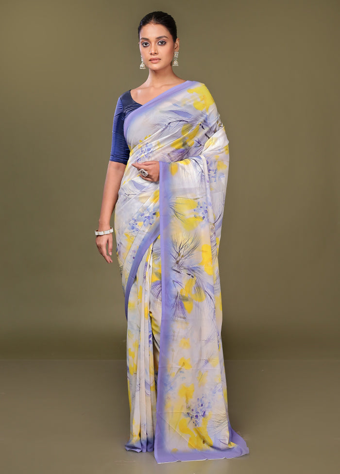 Multicolor Chiffon Silk Saree With Blouse Piece