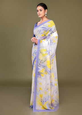 Multicolor Chiffon Silk Saree With Blouse Piece
