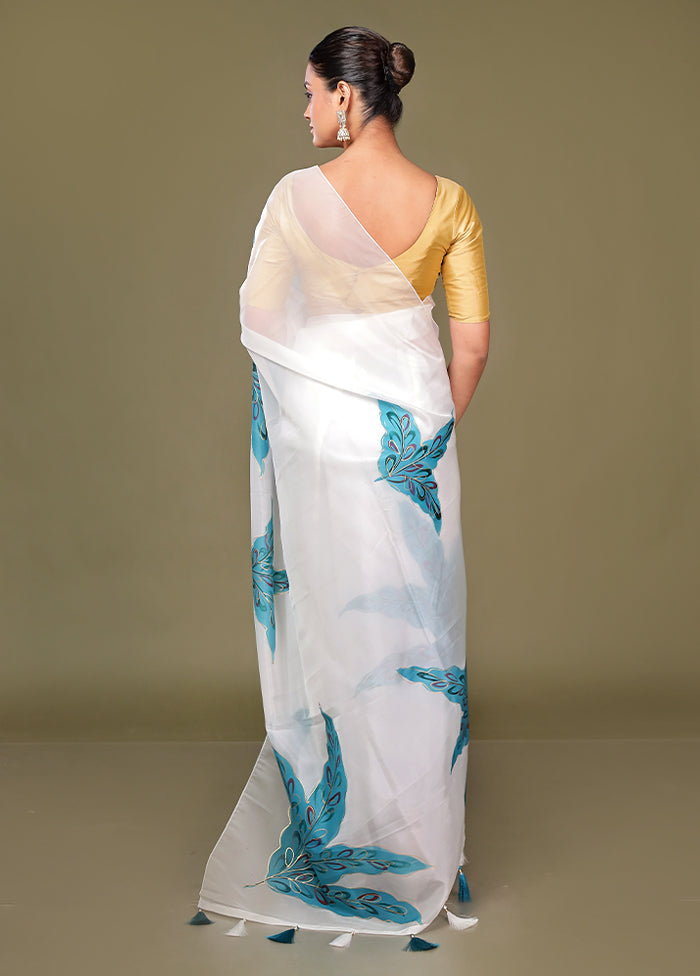 White Organza Saree With Blouse Piece