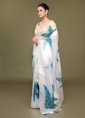 White Organza Saree With Blouse Piece