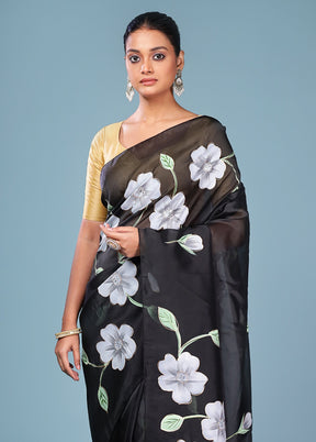 Black Organza Saree With Blouse Piece